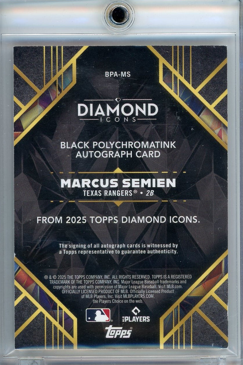 Marcus Semien 2025 Topps Diamond Icons Black Polychromatink Auto #'d 5/5
