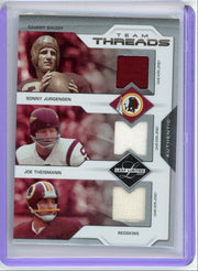 S Baugh S Jurgensen J Theismann 2007 Donruss Playoff Team Threads triple relic #'d 049/100