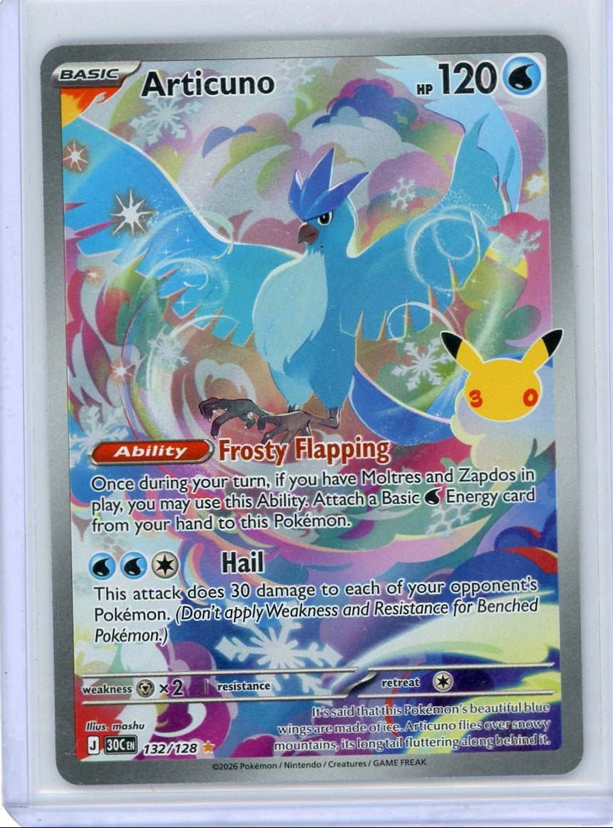 Articuno Pokémon 30th Anniversary Illustration Rare #132/128