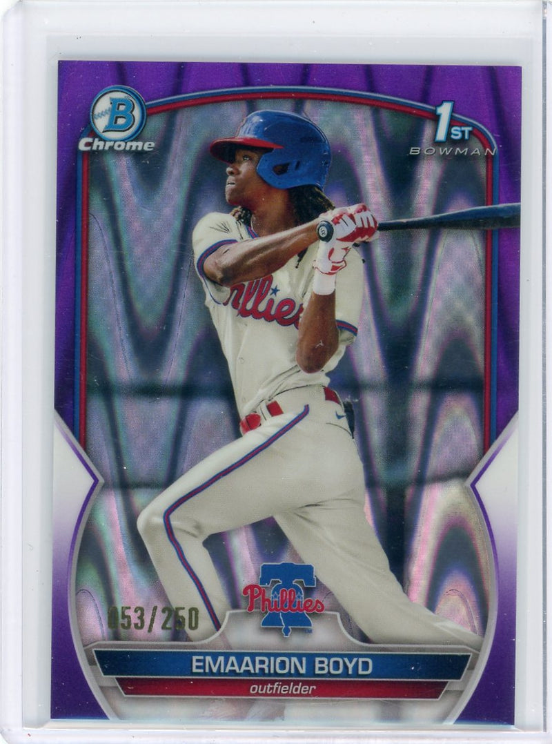 Emaarion Boyd 2023 1st Bowman Chrome purple lava refractor 