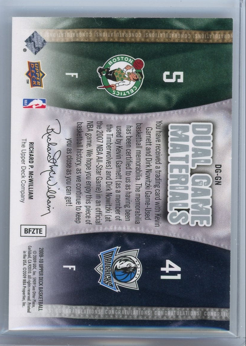 Kevin Garnett & Dirk Nowitzki 2009 Upper Deck Dual Game Materials