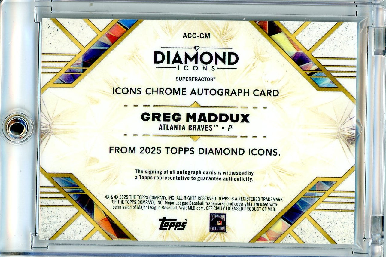 Greg Maddux 2025 Topps Diamond Icons Chrome Superfractor Auto #'d 1/1