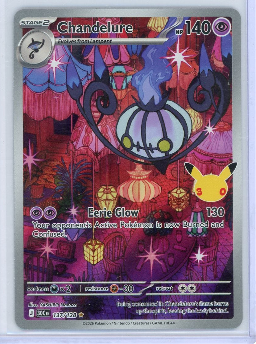 Chandelure Pokémon 30th Anniversary Illustration Rare #137/128