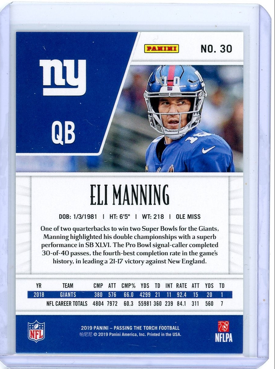 Eli Manning 2019 Panini Passing the Torch foil #'d 24/35