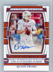 Quinn Ewers 2023 Panini National Treasures Collegiate Football Treasured Moments Auto Blue #'d 35/75