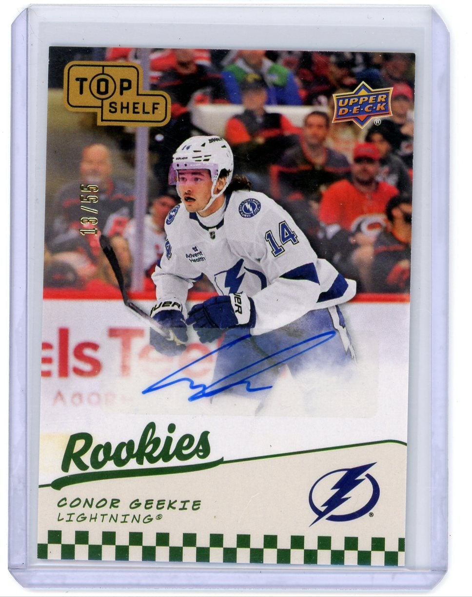 Conor Geekie 2025 Upper Deck NSCC Top Shelf autograph rookie card #'d /55