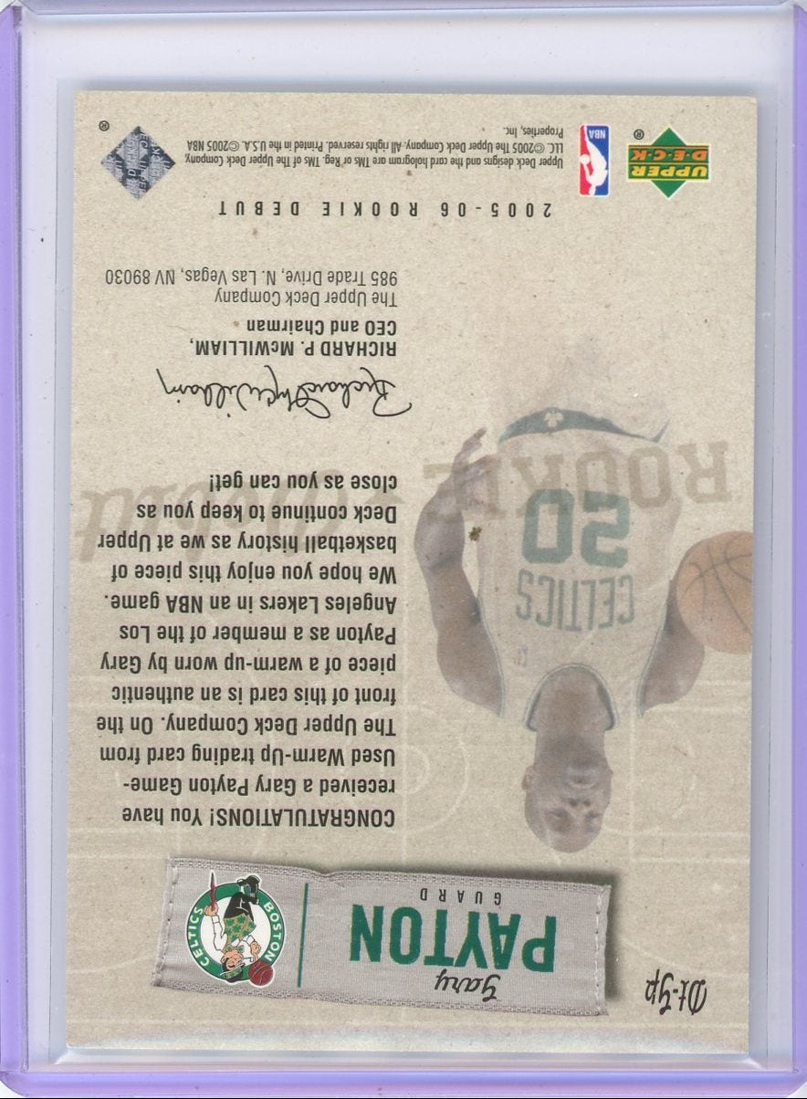 Gary Payton 2005-06 Upper Deck Debut Threads game-used relic