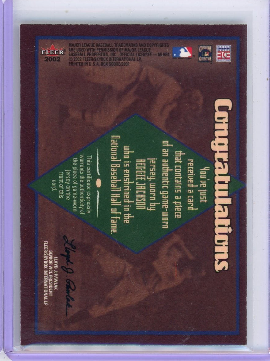 Reggie Jackson 2002 Fleer SkyBox Hall of Fame Material game-used jersey relic