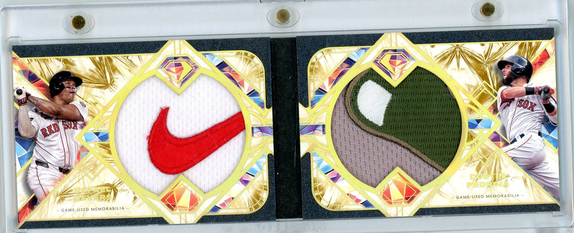 Rafael Devers & Dustin Pedroia 2025 Topps Diamond Icons Dual Relic Booklet #'d 1/1