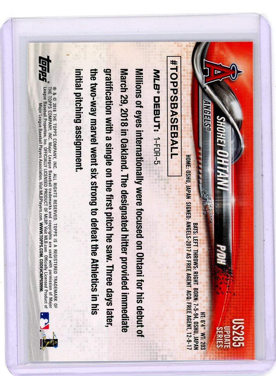 Shohei Ohtani 2018 Topps Update Rookie Debut 3/29/18 RC