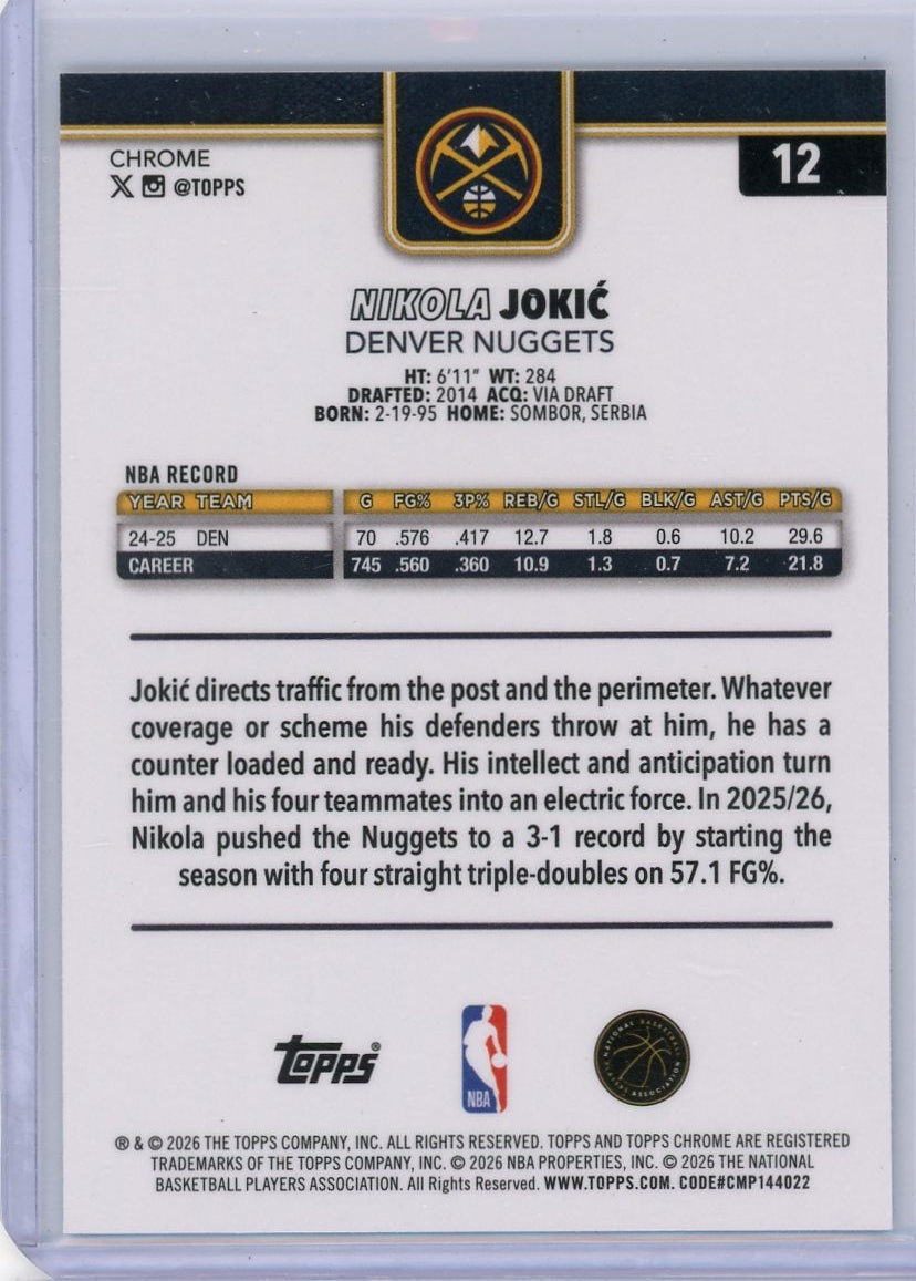 Nikola Jokic 2025-26 Topps Chrome Update Image Variation Speckle Refractor