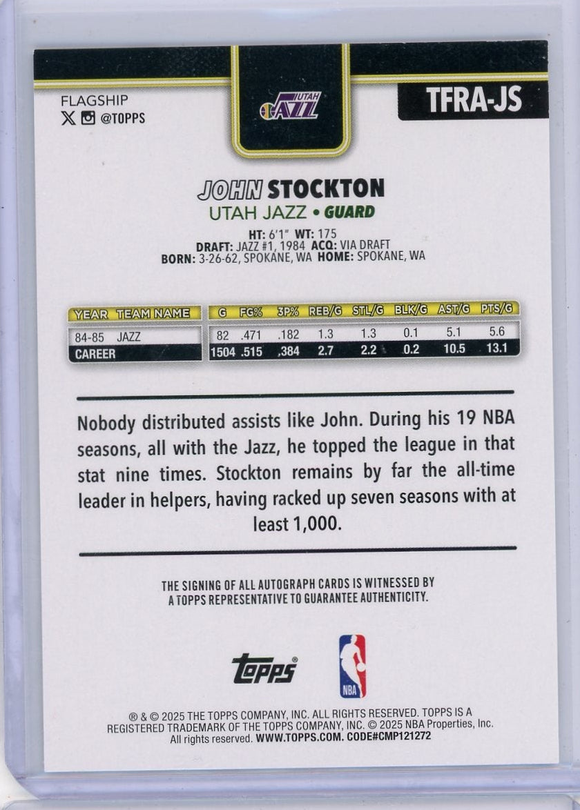 John Stockton 2025-26 Topps Flagship Real One Autograph