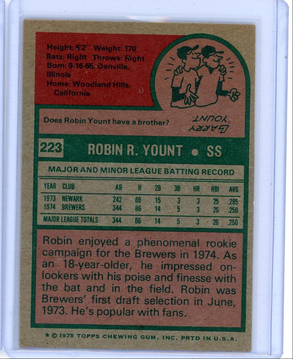Robin Yount 1975 Topps rookie card #223
