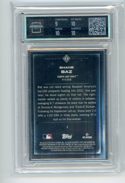 Shane Baz 2022 Bowman Transcendent Collection Bowman Icons /50 Arena Club 9.5