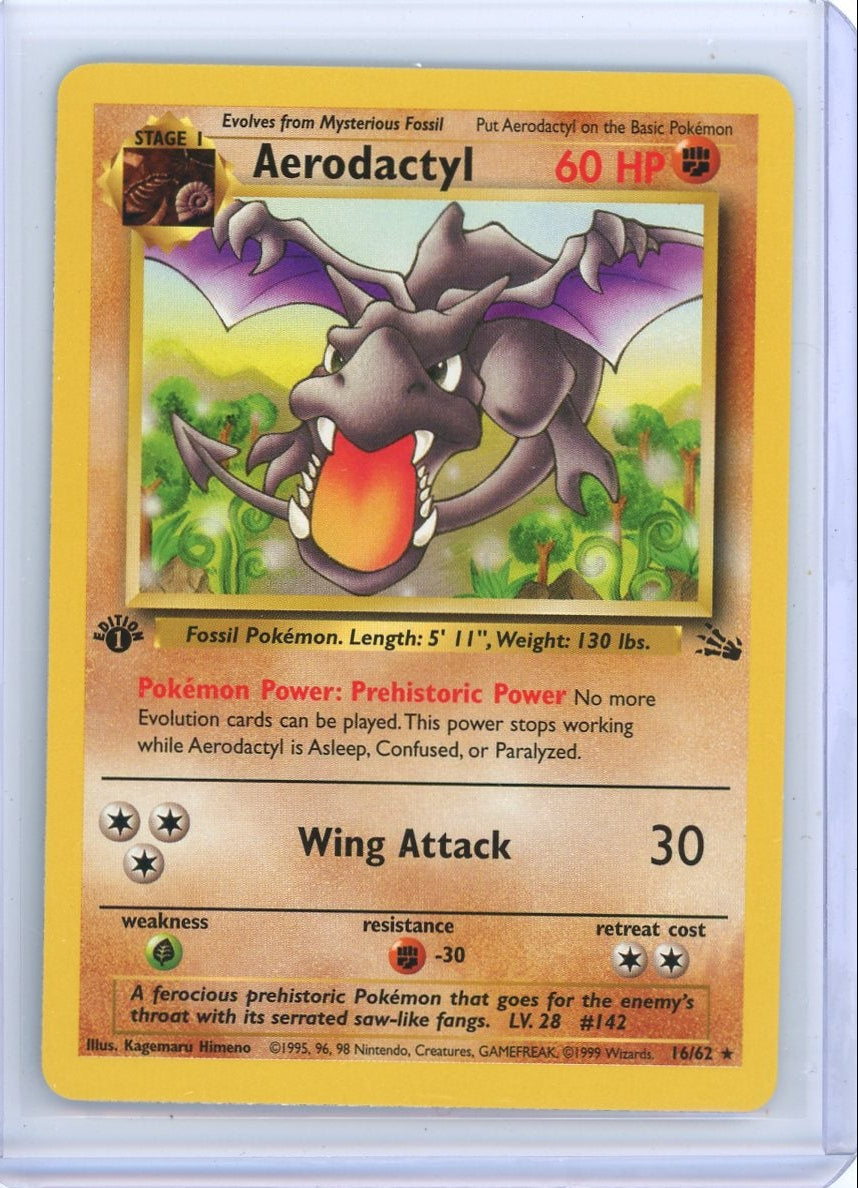 Aerodactyl 1999 Pokemon Fossil 1st Edition non-holo #16/62 LP
