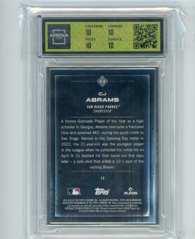 CJ Abrams 2022 Bowman Transcendent Collection Bowman Icons /50 Arena Club Perfect 10