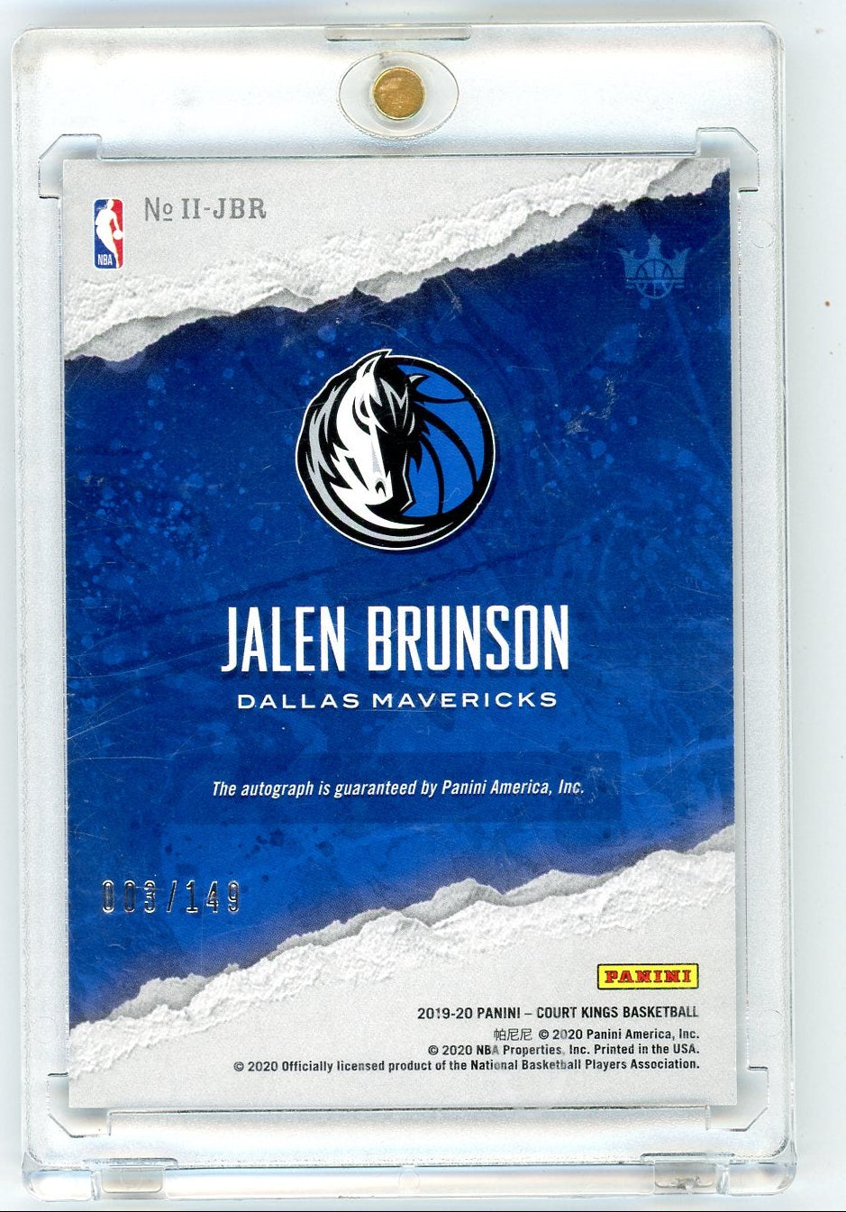 Jalen Brunson 2019-20 Panini Court Kings Impressionist Ink Auto #'d 003/149