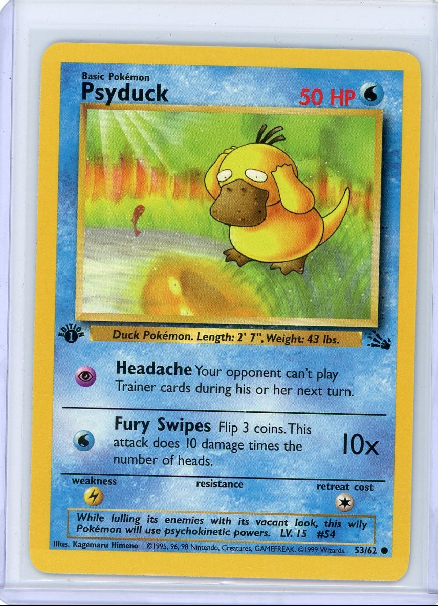 Psyduck 1999 Pokemon Fossil 1st Edition non-holo #53/62 LP/NM