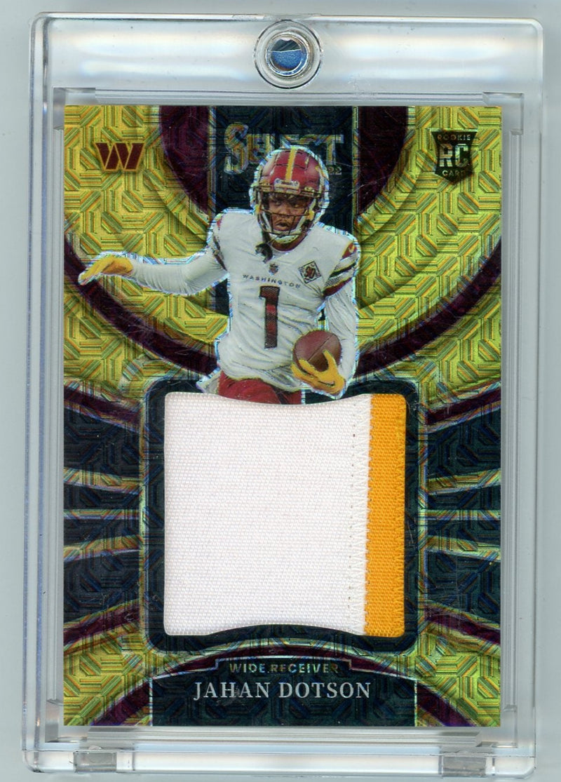 Jahan Dotson 2022 Panini Select Jumbo Rookie Swatch Gold Prizm 