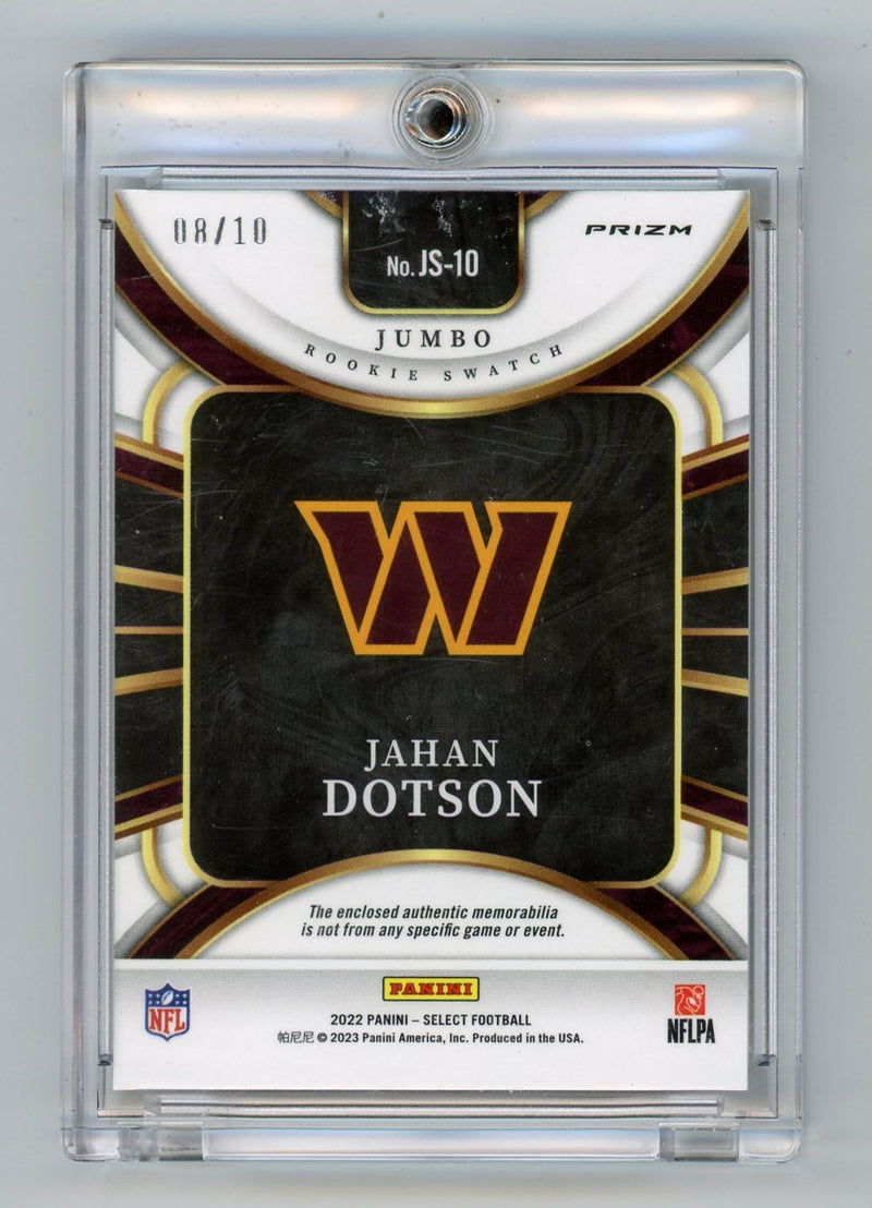 Jahan Dotson 2022 Panini Select Jumbo Rookie Swatch Gold Prizm 