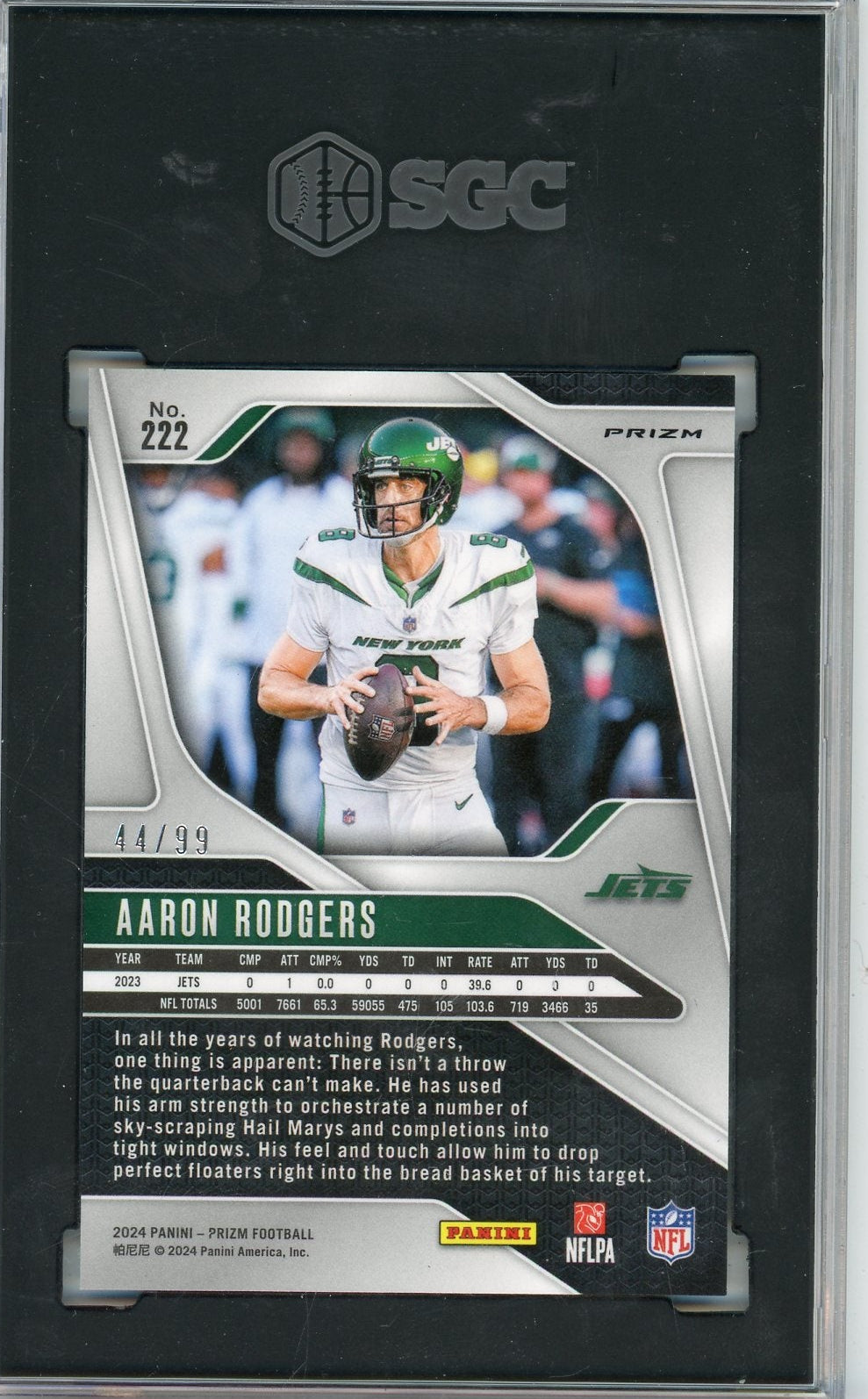 Aaron Rodgers 2024 Panini Prizm blue disco #'d 44/99 SGC 10