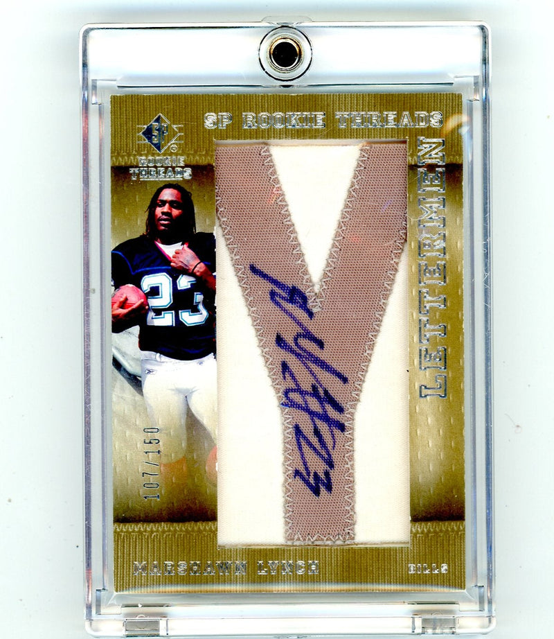 Marshawn Lynch 2007 SP Rookie Threads Rookie Lettermen Silver "Y" 