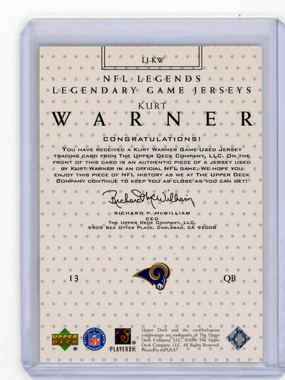 Kurt Warner 2000 Upper Deck NFL Legends Legendary Game Worn Jersey #LJ-KW