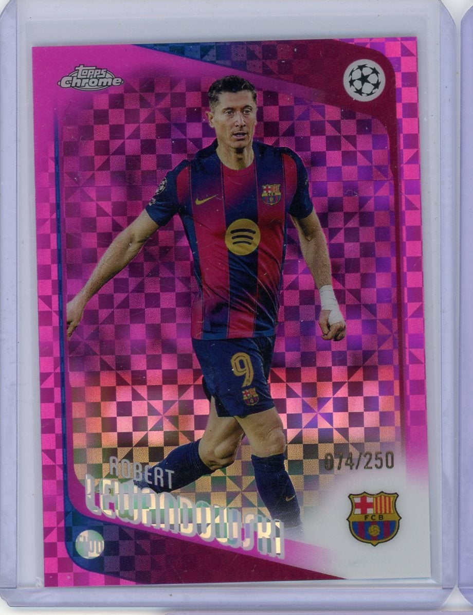 Robert Lewandowski 2025-26 Topps Chrome Pink X-Fractor #'d 074/250