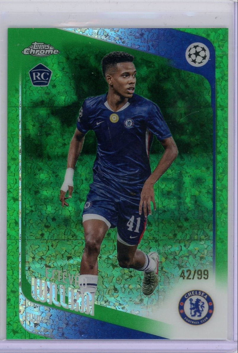 Estevao Willian 2026 Topps Chrome Green mini diamond ref. RC #'d 42/99
