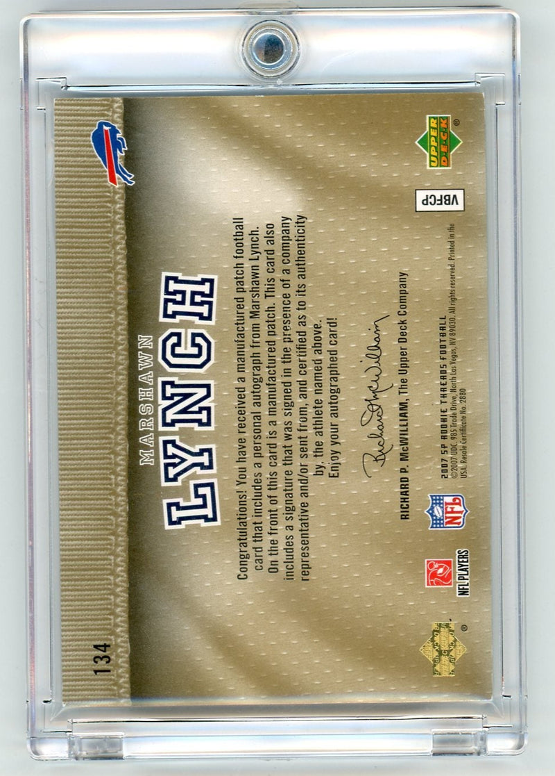 Marshawn Lynch 2007 SP Rookie Threads Rookie Lettermen Silver "Y" 