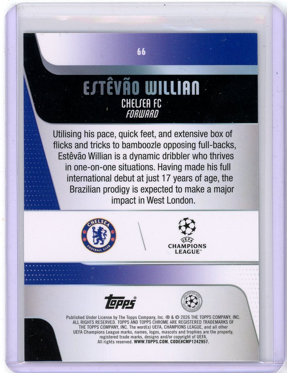 Estevao Willian 2026 Topps Chrome Green mini diamond ref. RC #'d 42/99