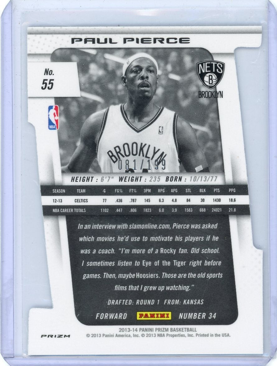 Paul Pierce 2013-14 Panini Prizm light blue prizm die-cut #'d 081/199
