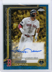 Jarren Duran 2025 Topps Chrome Gilded Blue Gold Auto #'d 06/50
