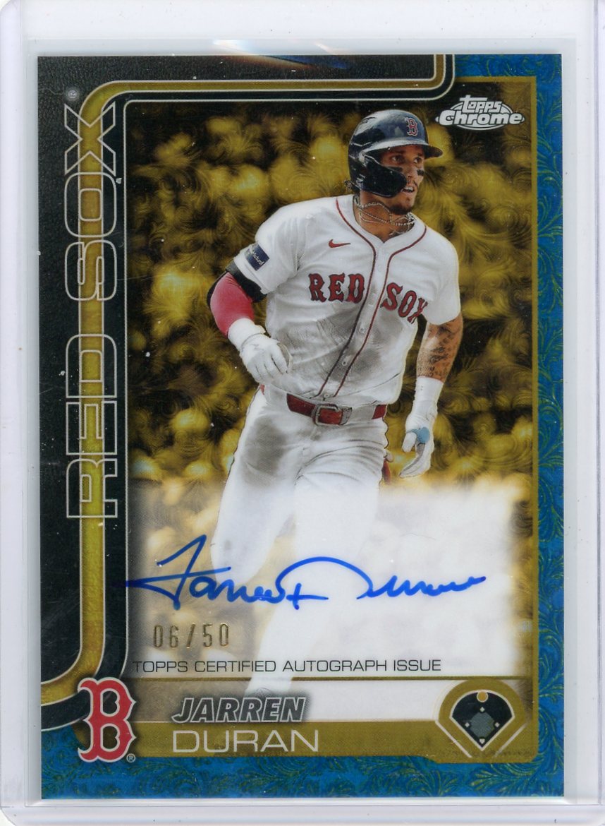 Jarren Duran 2025 Topps Chrome Gilded Blue Gold Auto #'d 06/50