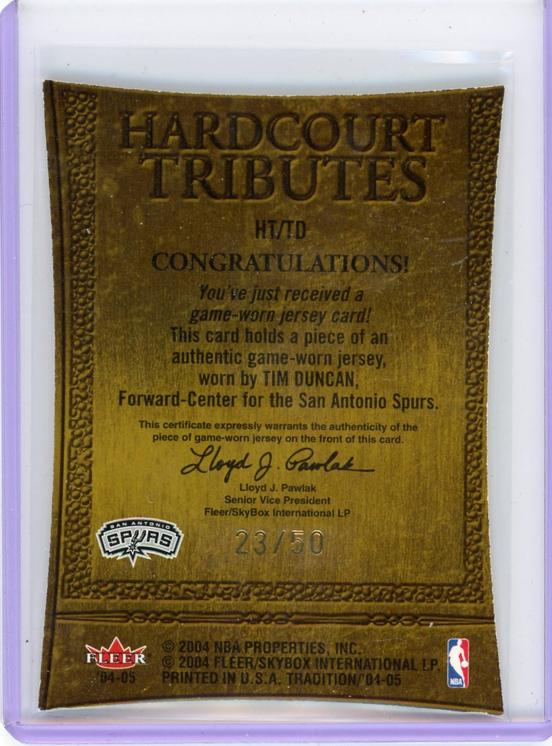 Tim Duncan 2004-05 Fleer Tradition Hardcourt Tributes Patch 