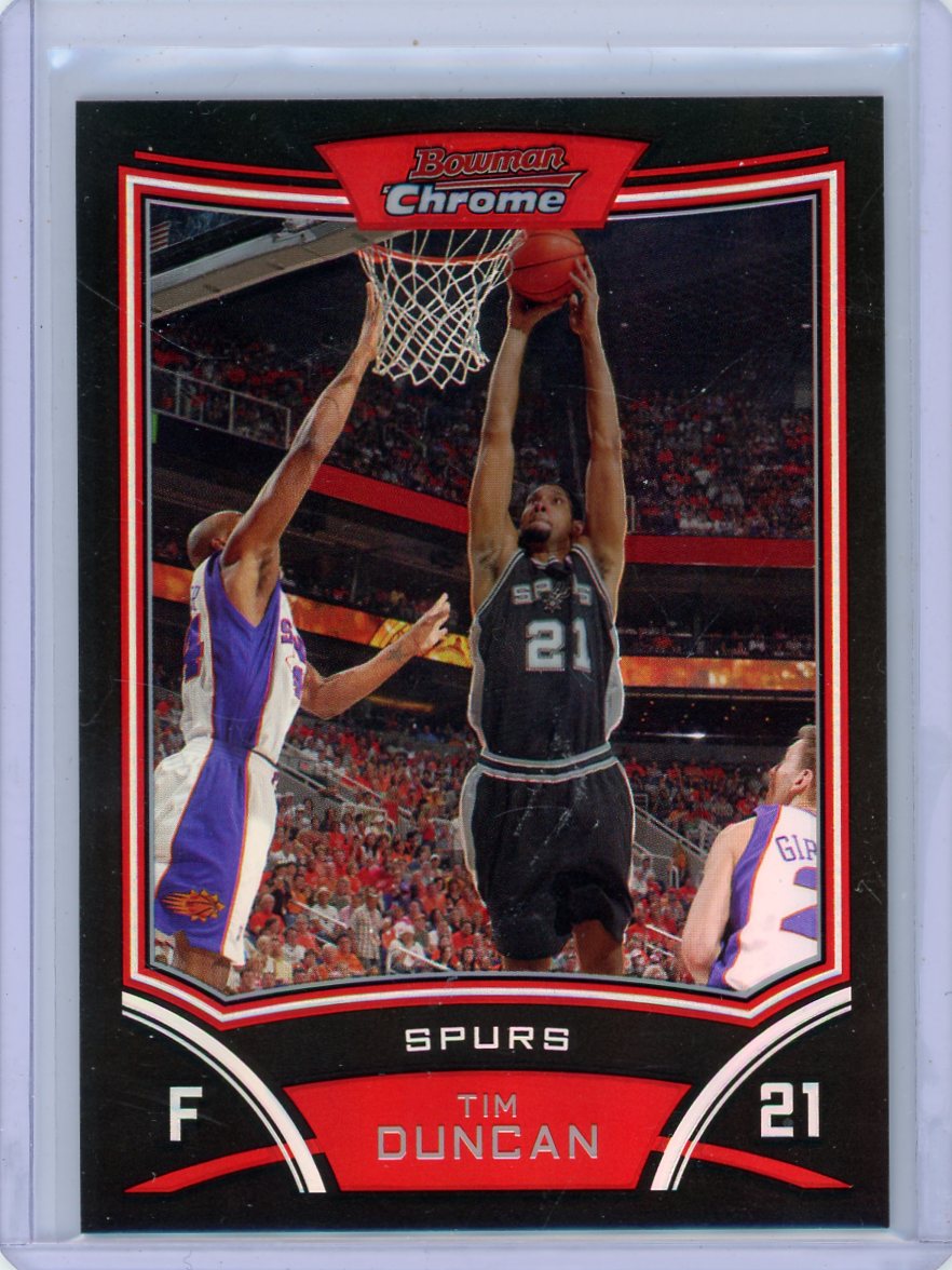 Tim Duncan 2008 Bowman Chrome Refractor #'d 383/499