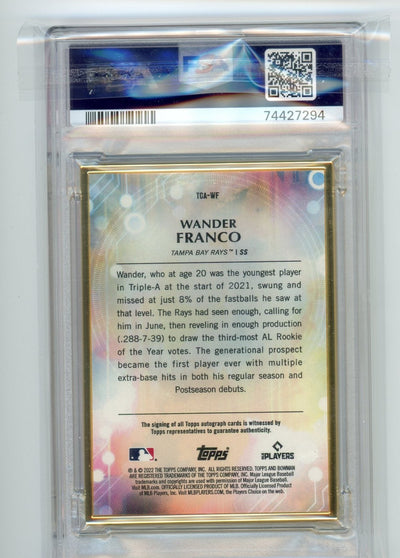 Wander Franco 2022 Bowman Transcendent autograph rookie card blue #'d 06/10 PSA 9