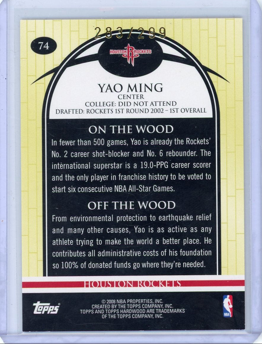 Yao Ming 2008 Topps Hardwood Wood #'d 283/299