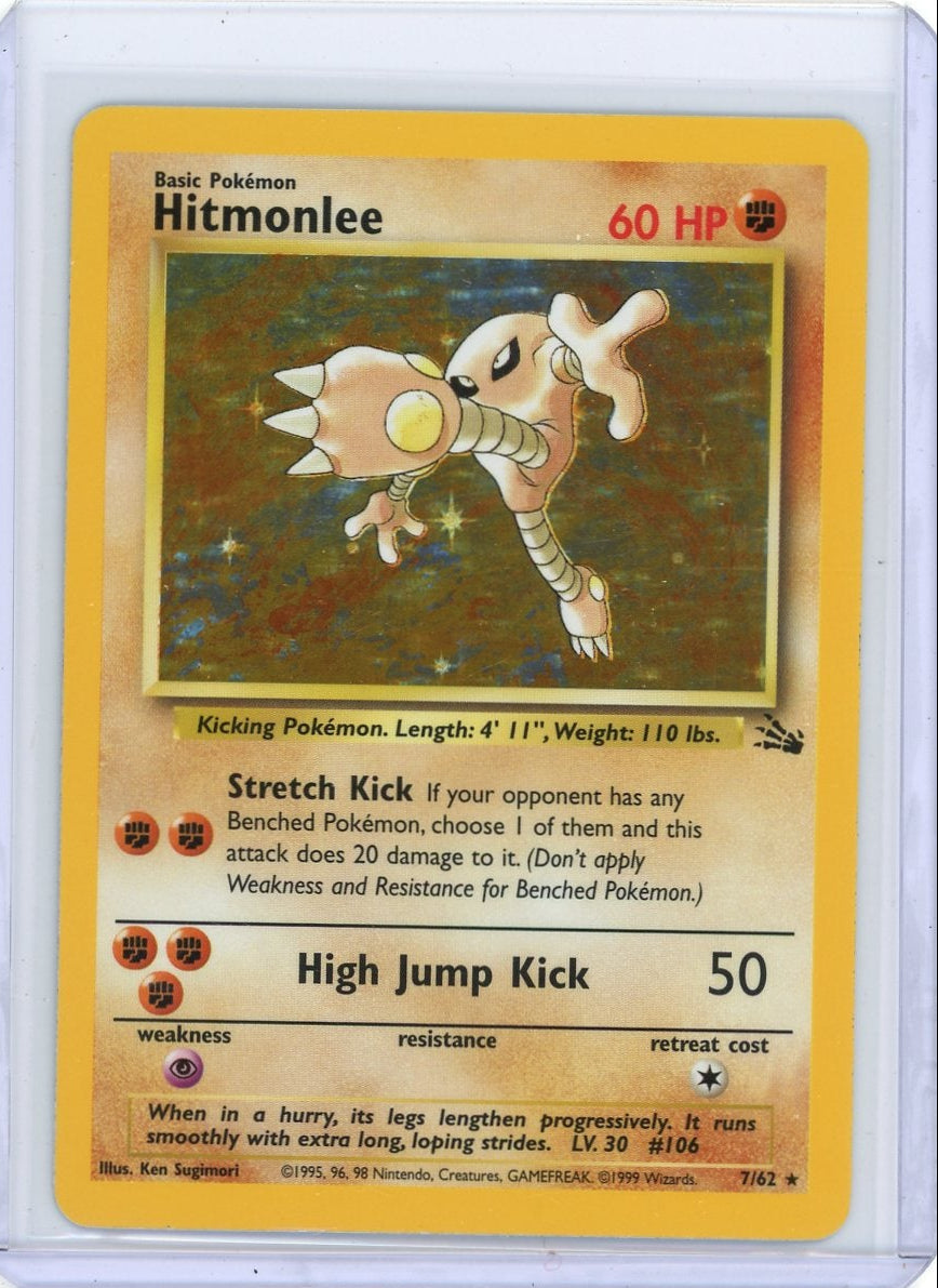 Hitmonlee 1999 Pokemon Fossil holo #7/62 LP/NM