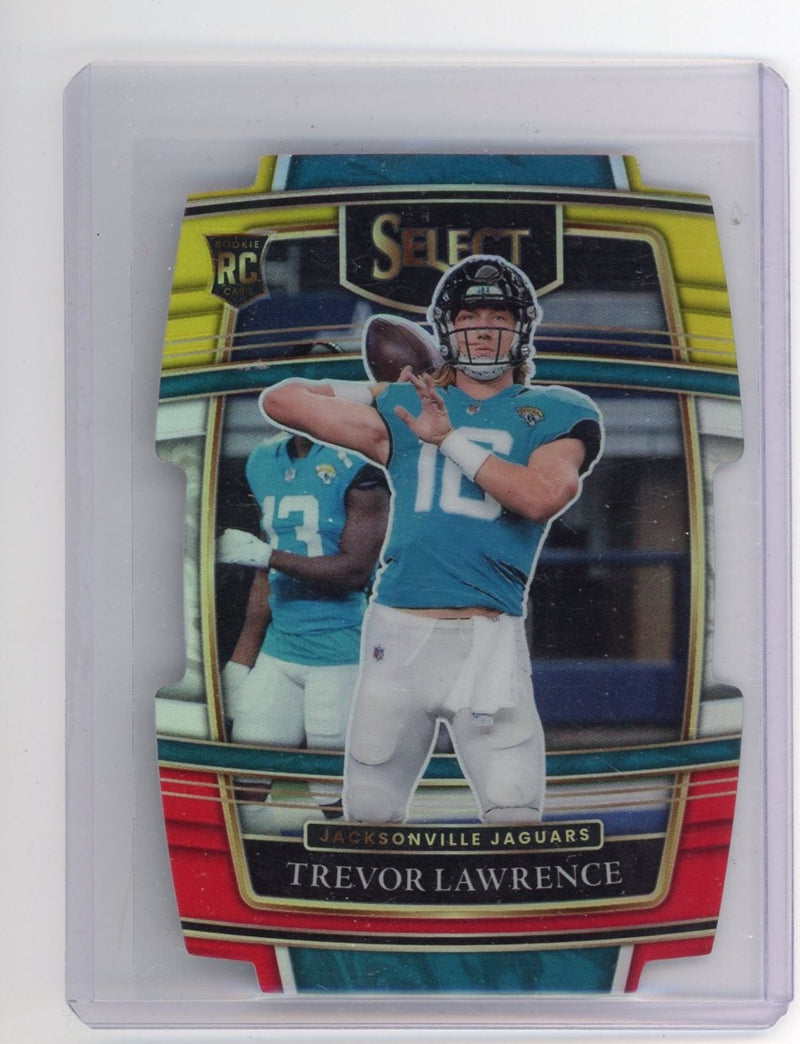 Trevor Lawrence 2021 Panini Select tri-color prizm die-cut rookie card