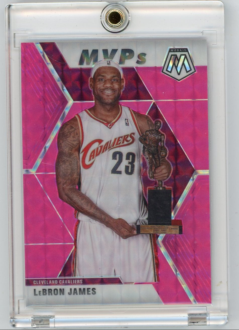 LeBron James 2019-20 Panini Mosaic MVPs Pink Fluorescent #'d 02/10