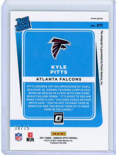 Kyle Pitts 2021 Donruss Optic Rated Rookie Autograph #'d 30/75 RC