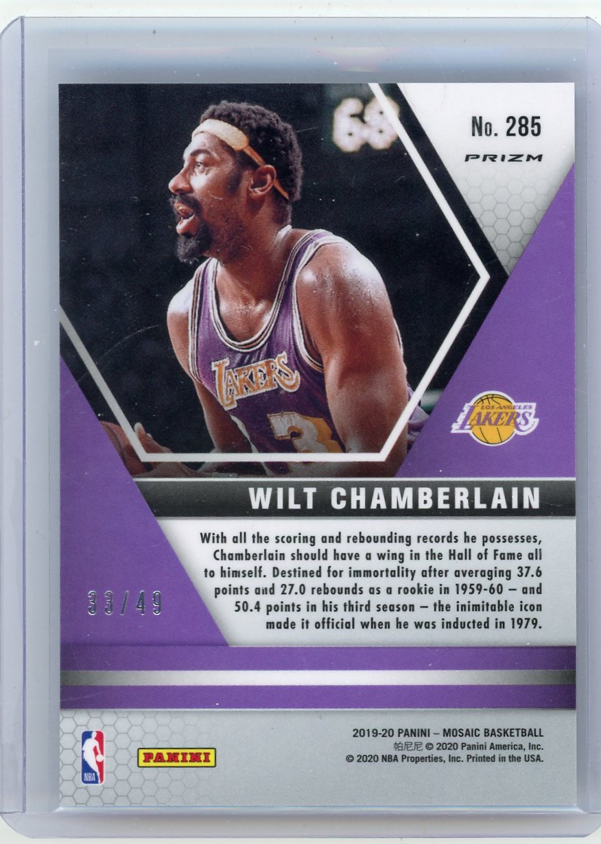 Wilt Chamberlain 2019-20 Panini Mosaic Hall of Fame Purple Mosaic #'d 33/49