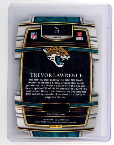 Trevor Lawrence 2021 Panini Select tri-color prizm die-cut rookie card