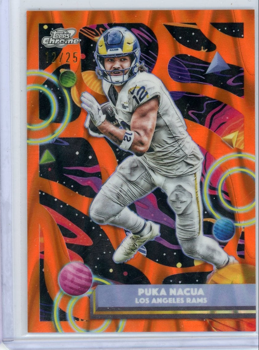 Puka Nacua 2025 Topps Cosmic Chrome Orange Raywave #'d 12/25 (Jrsy #)