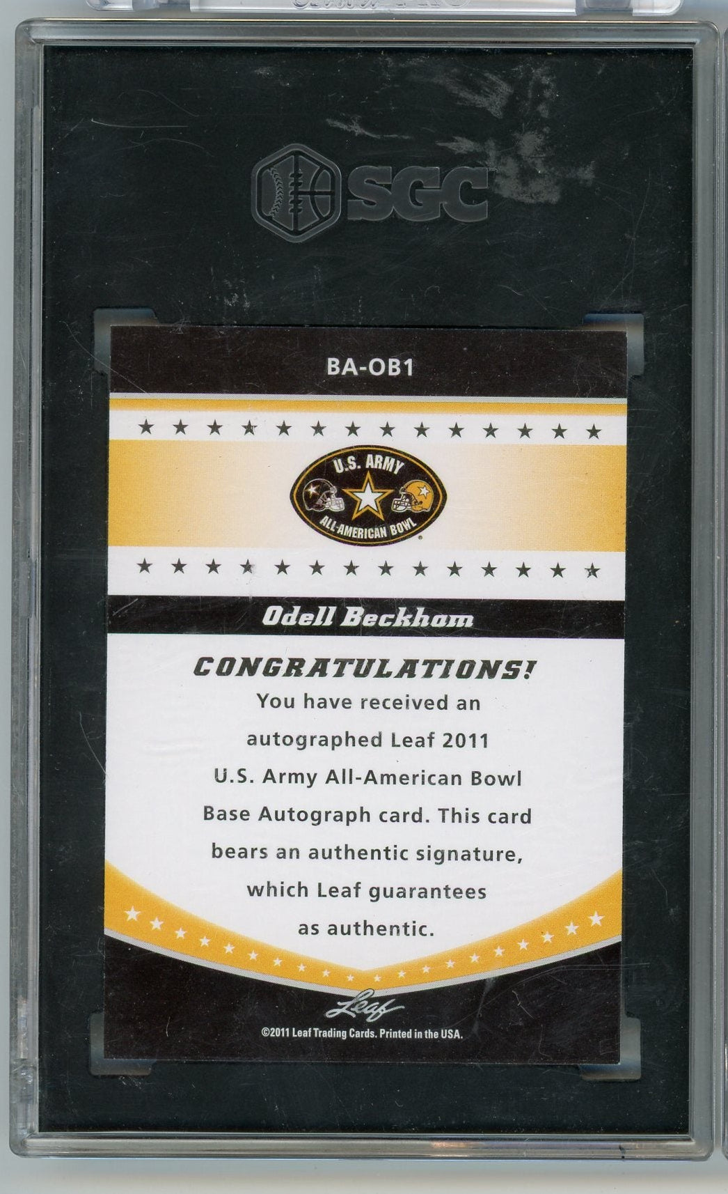 Odell Beckham Jr. 2011 Leaf Army AA Bowl autograph SGC 9.5