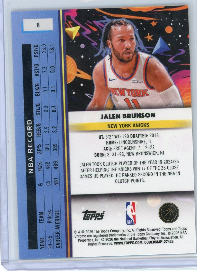 Jalen Brunson 2025-26 Topps Cosmic Chrome Gold Interstellar #'d 06/50