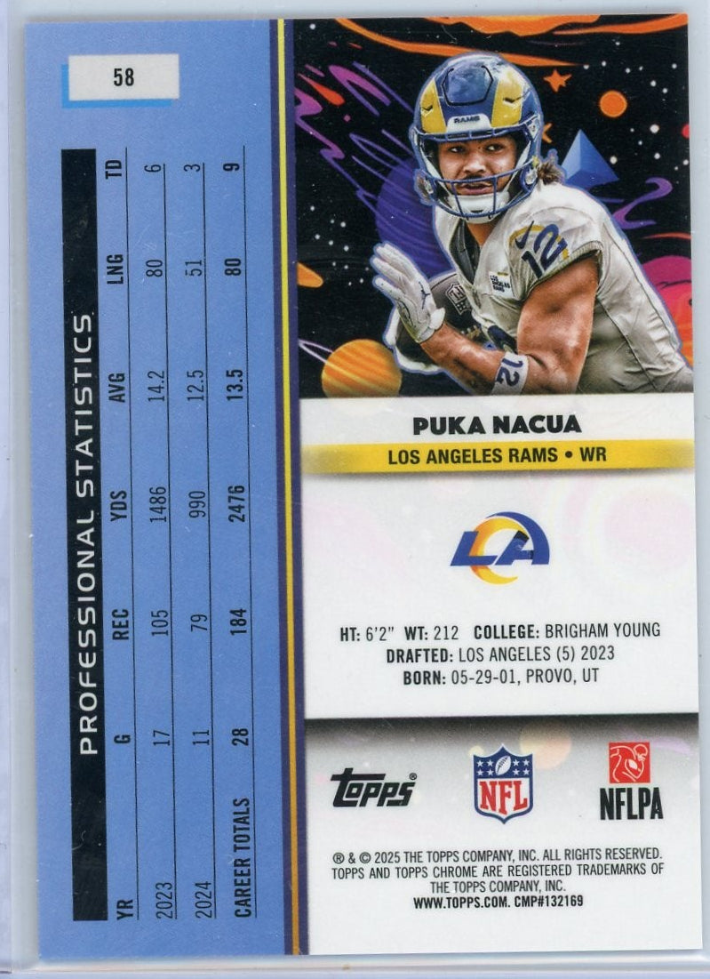 Puka Nacua 2025 Topps Cosmic Chrome Orange Raywave #'d 12/25 (Jrsy #)