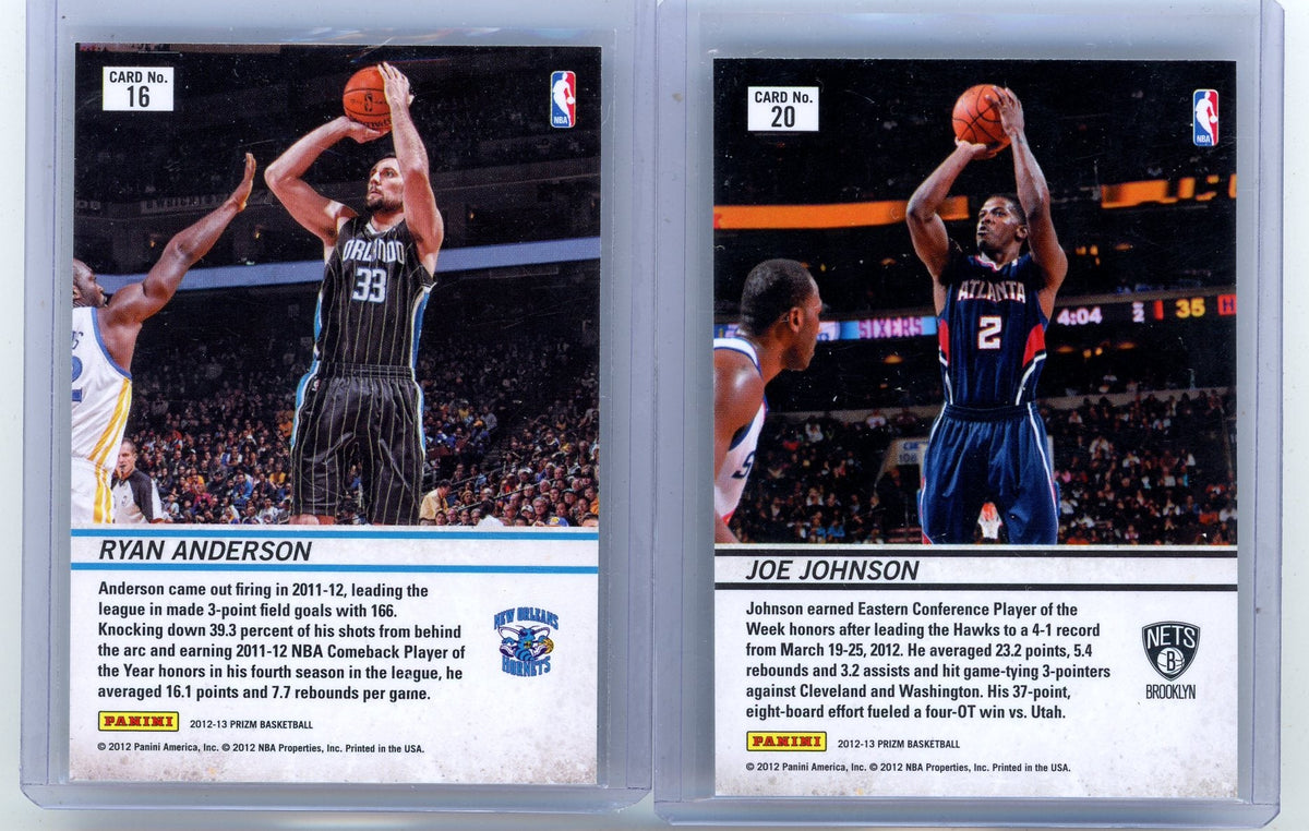 Joe Johnson + Ryan Anderson 2012-13 Panini Prizm Downtown Bound silver prizm 2-card lot
