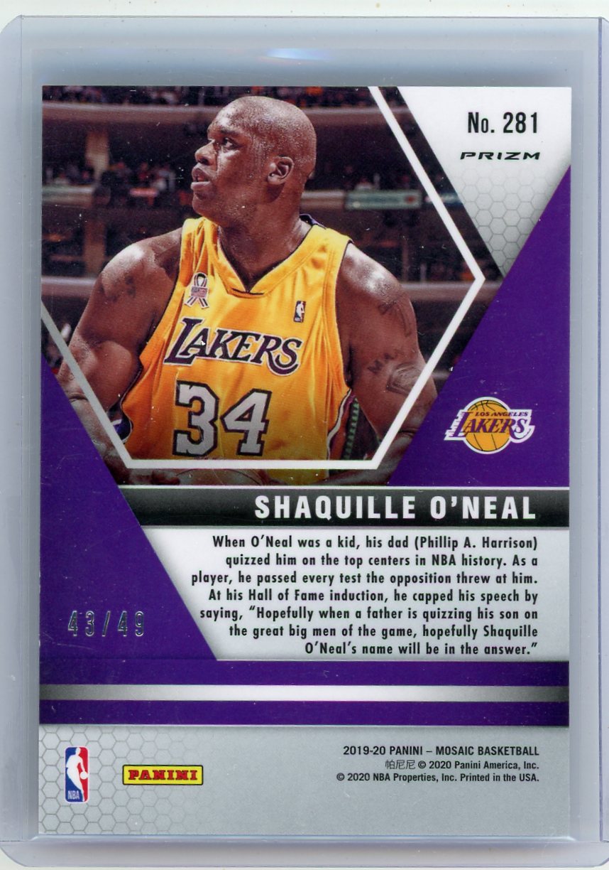 Shaquille O'Neal 2019-20 Panini Mosaic Hall of Fame Purple Mosaic #'d 43/49